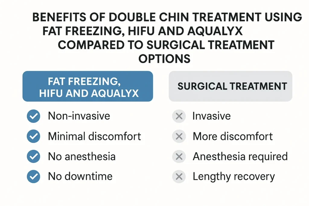 Graphic about the benefits of double chin treatment Luton - from LA LIPO