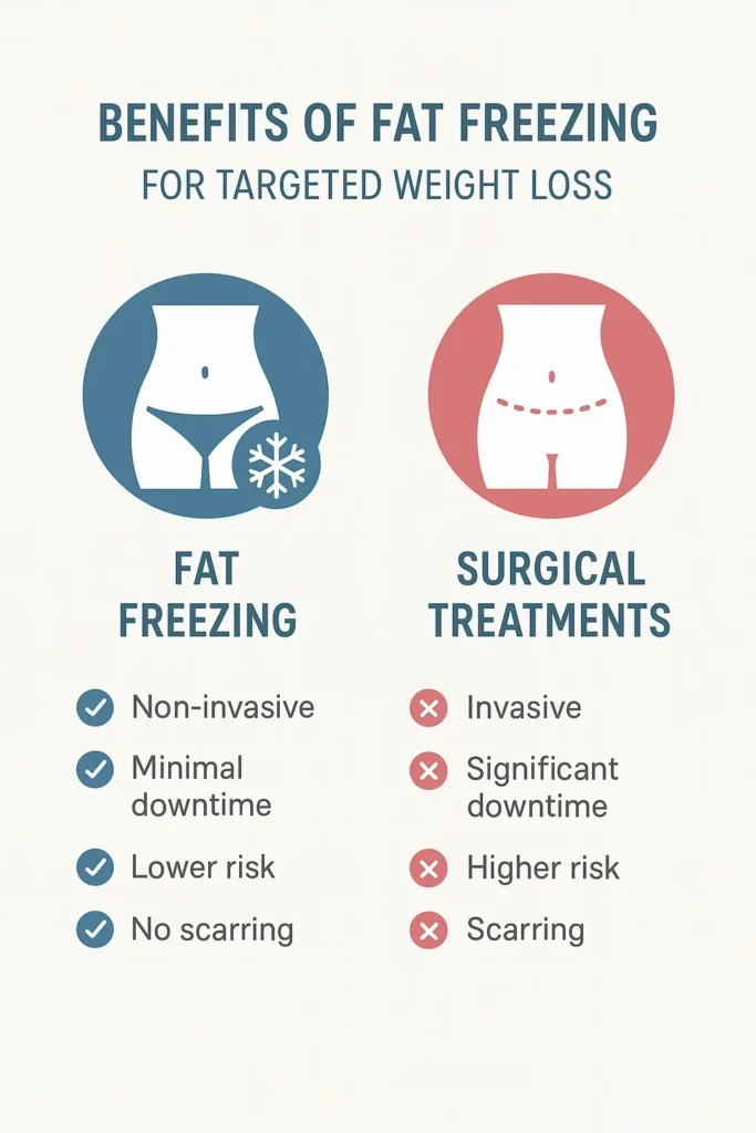 graphic showing the benefits of fat freezing Luton
