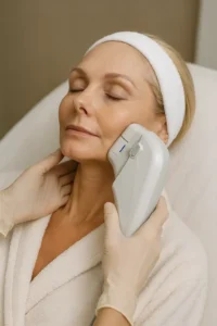 Woman receiving HIFU non surgical facelift treatment Luton