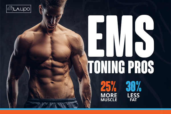 Graphic of man with toned body showing the benefits of LA-EMS Body Sculpting Luton treatment