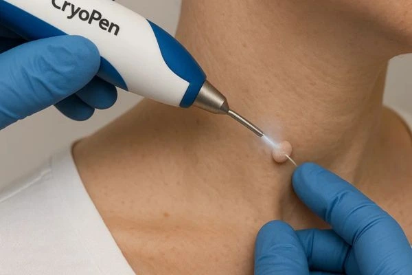 Person receiving Cryotherapy skin tag removal Luton