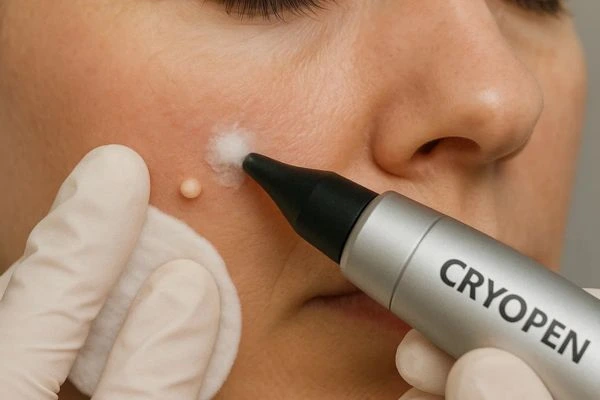 Woman receiving milia removal treatment Luton