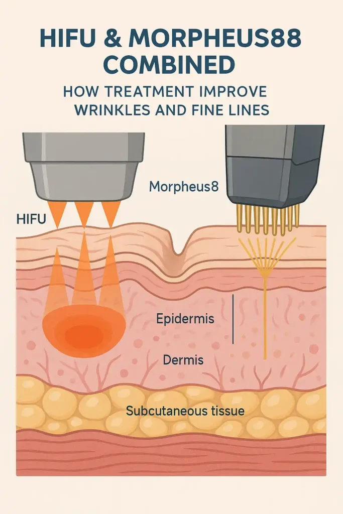 Diagram showing HIFU & Morpeus8 Luton and the benefits for reduction in wrinkles and fine lines