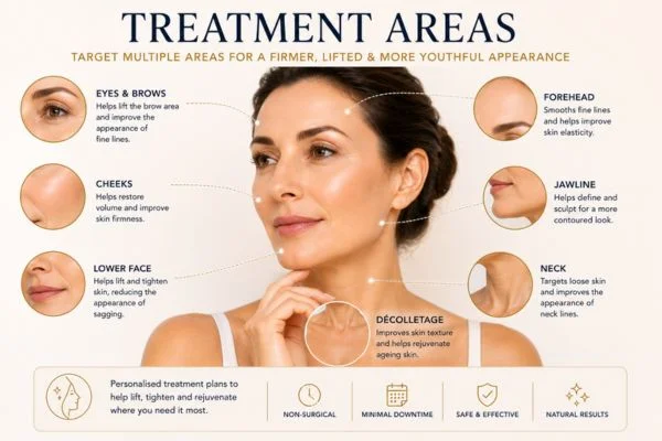 Areas of treatment for the ultimate lift tighten treatment Luton